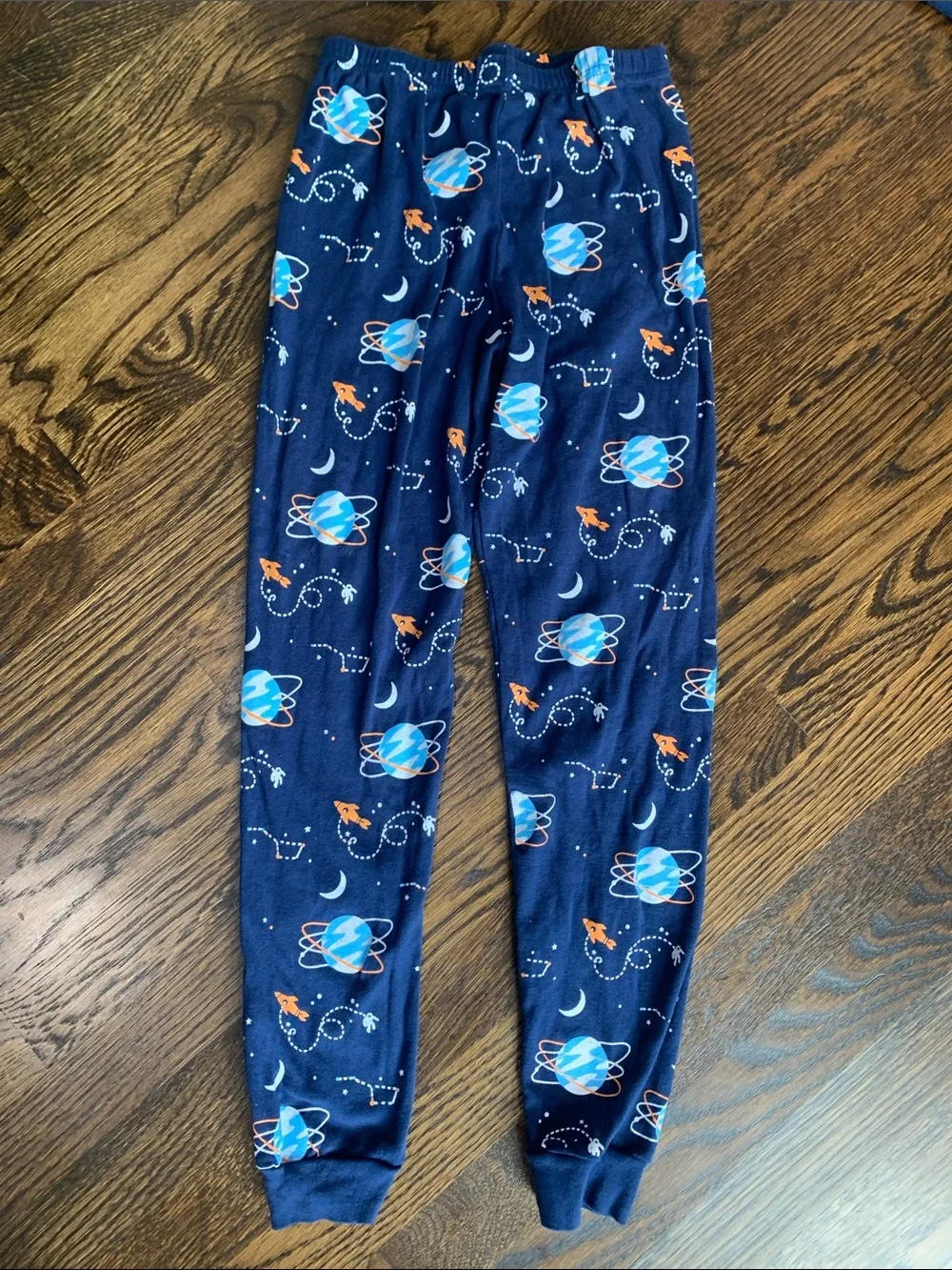 Kids Navy Space Planet Pajama Set - Long Sleeve Top & Pants